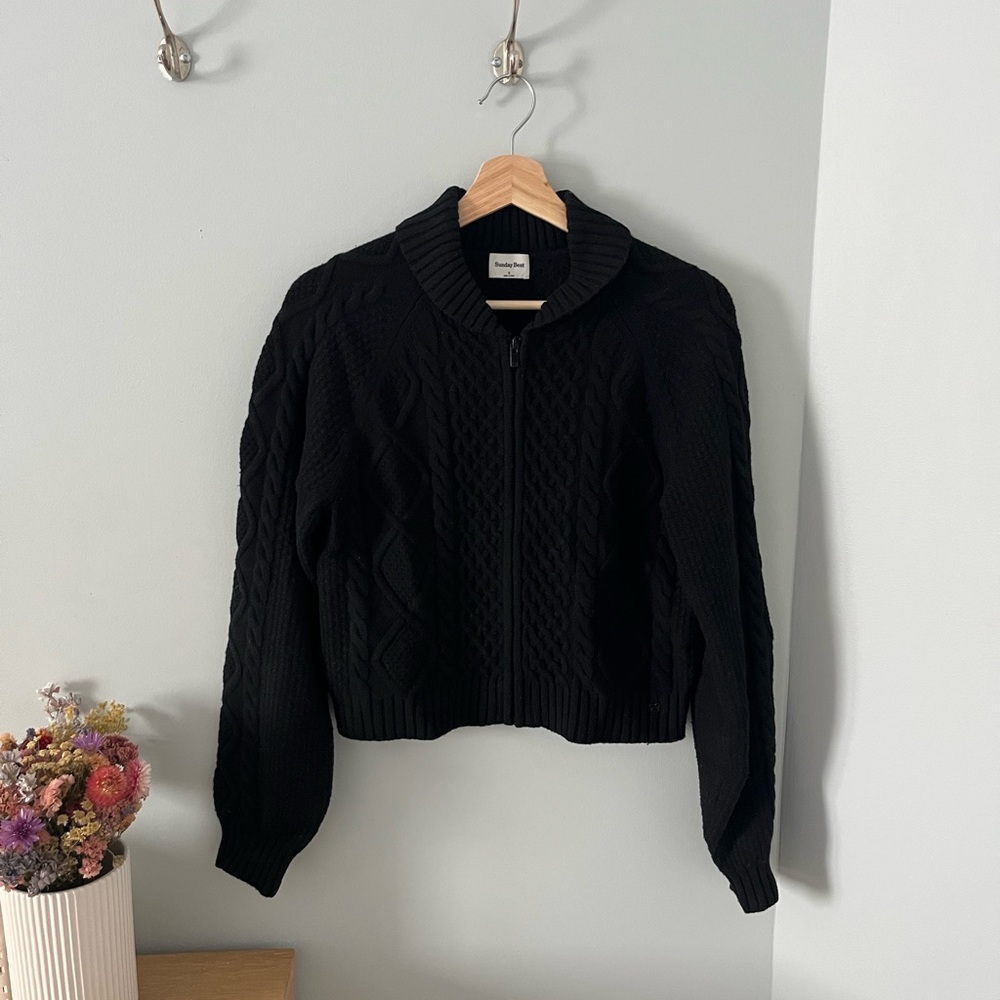 Sunday Best Black Cable Knit Cardigan